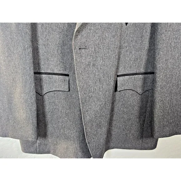 Circle S Men’s 46L Western Blazer Gray Black Yoke Lined 2-Button Cowboy Coat - Picture 5 of 16
